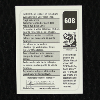 Wilson Palacios Panini Sticker No. 608 - South Africa 2010