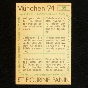 Wolfgang Kleff Sticker No. 85 Panini - München 74