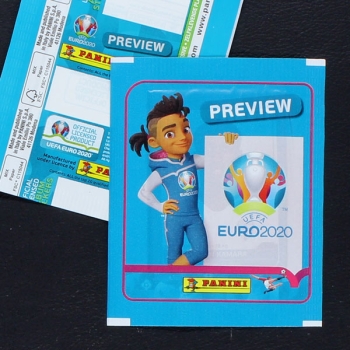 Euro 2020 Review Panini Sticker Tüte blau ohne Barcode