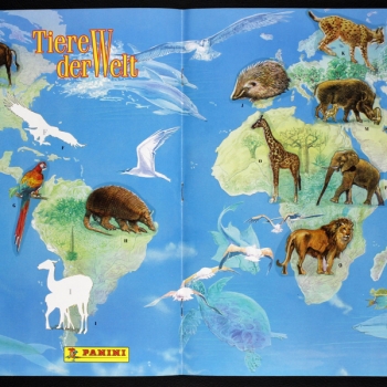 Wilde Tiere Panini Sticker Album teilgefüllt