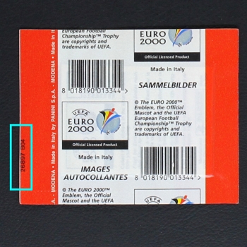 Euro 2000 Panini Sticker Tüte Variante mit Nummer
