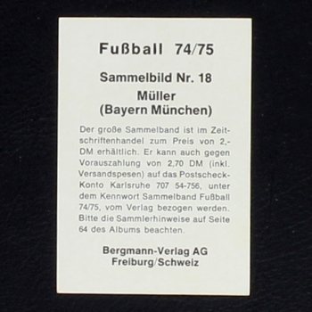 Gerd Müller Bergmann Sticker Fußball 1974