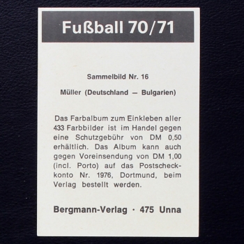 Gerd Müller Bergmann Sticker  No. 16 - Fußball 1970