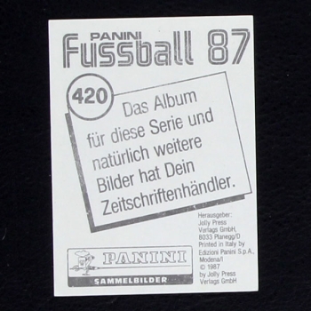 Jorge Valdano Panini Sticker Nr. 420 - Fußball 87