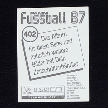 Manuel Amoros Panini Sticker Nr. 402 - Fußball 87