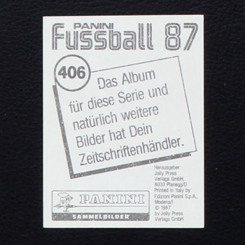 Pierre Littbarski Panini Sticker Nr. 406 - Fußball 87