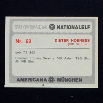 Dieter Hoeness Americana Card No. 62 - Bundesliga Nationalelf 1978