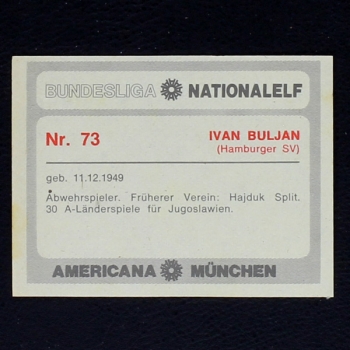 Ivan Buljan Americana Card No. 73 - Bundesliga Nationalelf 1978