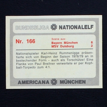 Karl-Heinz Rummenigge Americana Card No. 166 - Bundesliga Nationalelf 1978