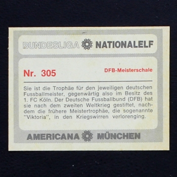 DFB Meisterschale Americana Card No. 305 - Bundesliga Nationalelf 1978