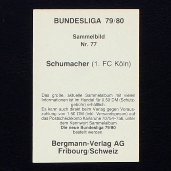 Toni Schumacher Bergmann Sticker No. 77 - Bundesliga 79
