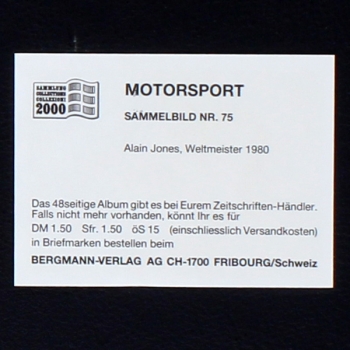 Alain Jones Bergmann Sticker No. 75 - Motorsport