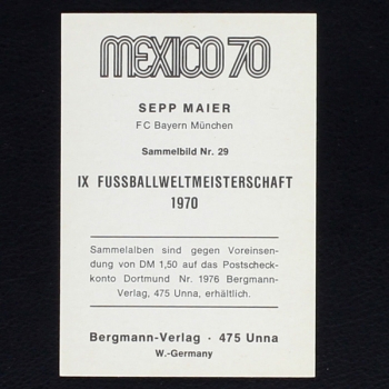 Sepp Maier Bergmann Card No. 29 - Mexico 70