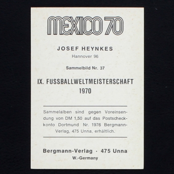 Josef Heynkes Bergmann Card No. 37 - Mexico 70