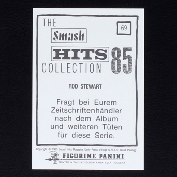 Rod Stewart Panini Sticker No. 69 - Smash Hits 85