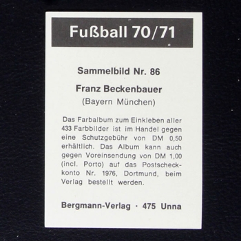 Franz Beckenbauer Bergmann Sticker No. 86 - Fußball 70-71