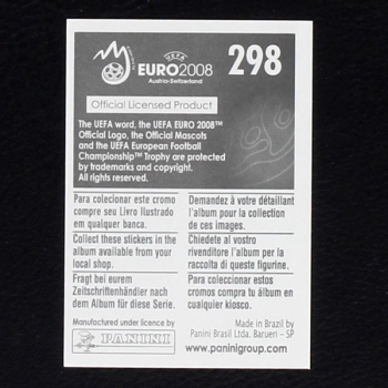 Andrea Pirlo Panini Sticker No. 298 - Euro 2008
