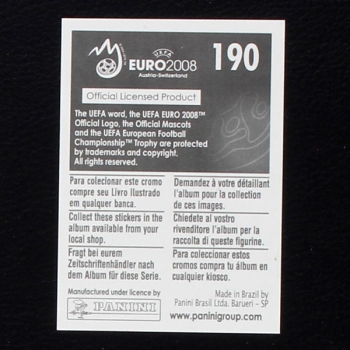 Niko Kovac Panini Sticker No. 190 - Euro 2008