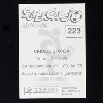 Ciriaco Sforza Panini Sticker No. 223 - Super Calcio 1994