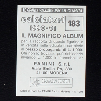 Karl-Heinz Riedle Panini Sticker No. 183 - Calciatori 1990