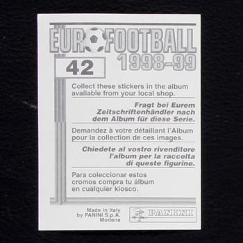 Giuseppe Bergomi Panini Sticker No. 42 - Euro Football 1998-99