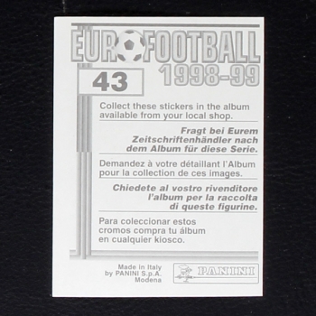 Youri Djorkaeff Panini Sticker No. 43 - Euro Football 1998-99
