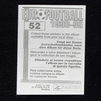 Edgar Davids Panini Sticker No. 52 - Euro Football 1998-99
