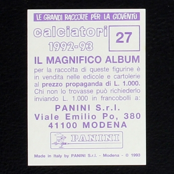 Sinisa Mihajlovic Panini Sticker No. 27 - Calciatori 1992