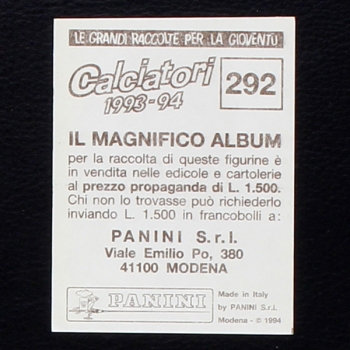 Ruud Gullit Panini Sticker No. 292 - Calciatori 1993