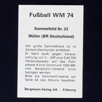 Gerd Müller Bergmann Sticker No. 23 - Fußball WM 74