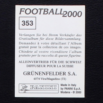 Christian Vieri Panini Sticker No. 353 - Football 2000