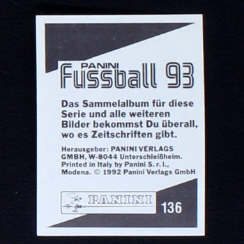 Oliver Kahn Panini Sticker No. 136 - Fußball 93