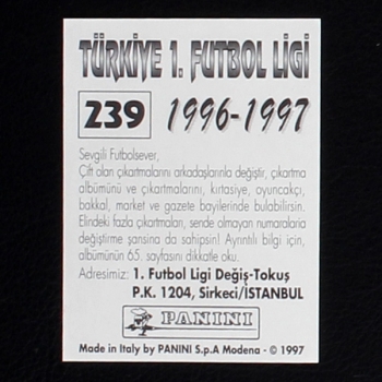 Aldair Panini Sticker No. 239 - Türkiye 1. Futbol Ligi 1996