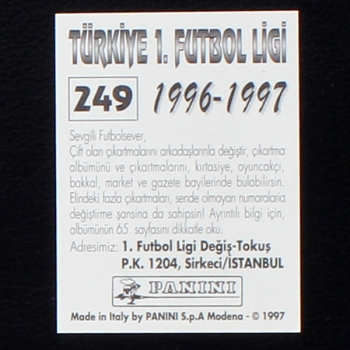Marcel Desailly Panini Sticker No. 249 - Türkiye 1. Futbol Ligi 1996