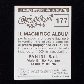 Paolo Maldini Panini Sticker No. 177 - Calciatori 1993
