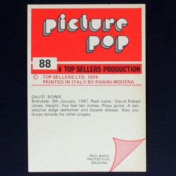 David Bowie Panini Sticker No. 88 - Picture Pop 1974