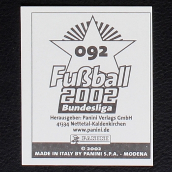 Jürgen Köhler Panini Sticker No. 92  - Fußball 2002