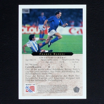 Franco Baresi Upper Deck Trading Card No. 120 - USA 94