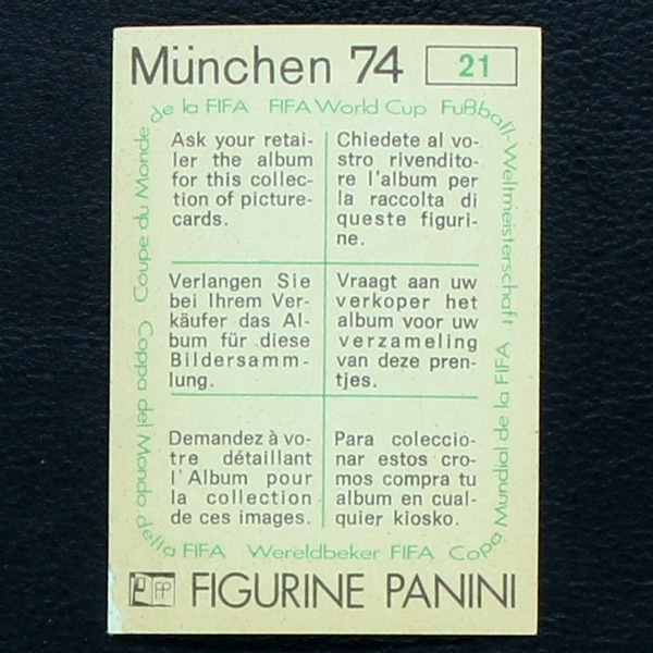Rimet 1934 Sticker No. 21 Panini - München 74