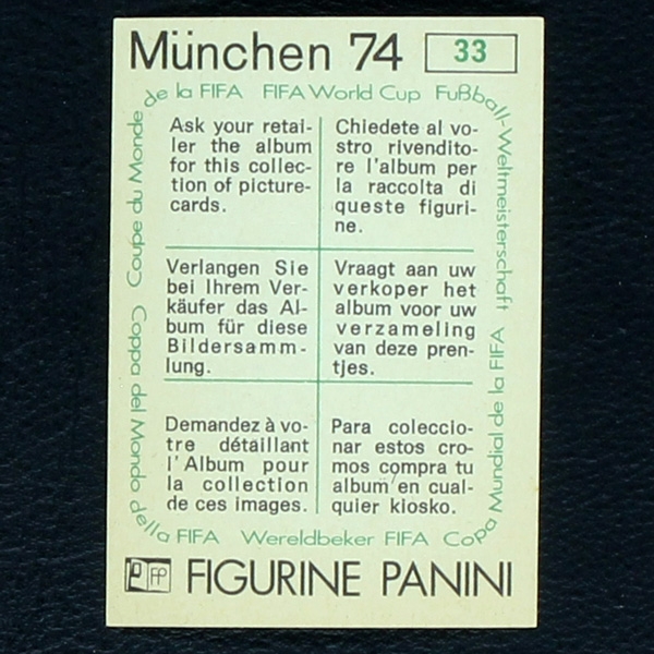 Rimet 1954 Sticker No. 33 Panini - München 74