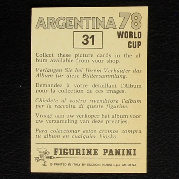 Argentina 78 No. 31 Panini sticker Beckenbauer