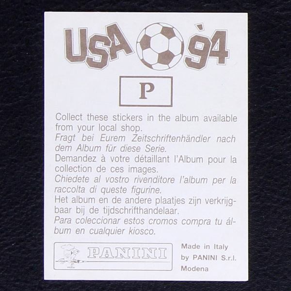 USA 94 Nr. P Panini Sticker Jürgen Klinsmann - braun