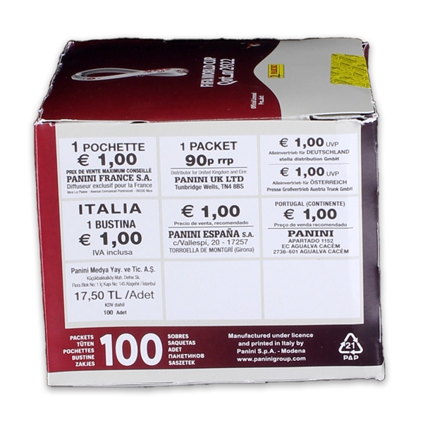 Qatar 2022 Panini Box mit 100 Tüten - Extra Sticker