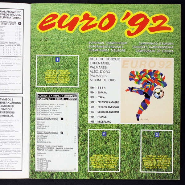Euro 92 Panini almost empty sticker album