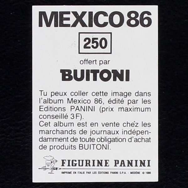 Mexico 86 Nr. 250 Panini Sticker Zico - Buitoni Version