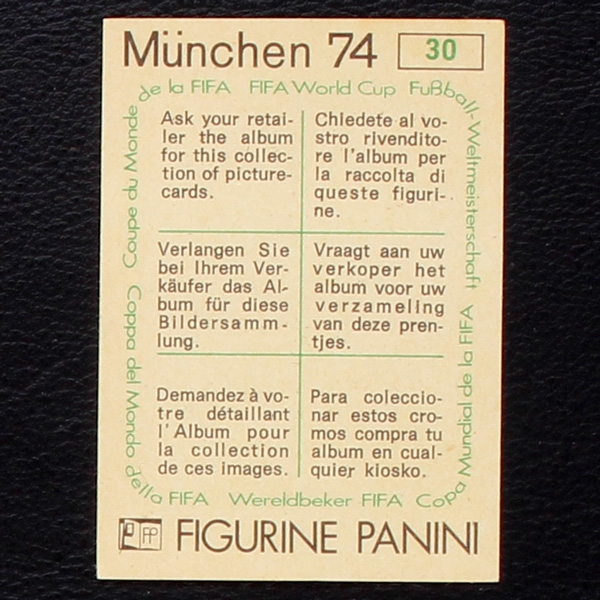 Rimet 1950 Sticker No. 30 Panini - München 74