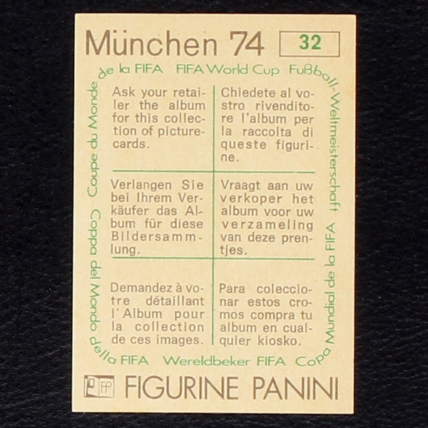 Rimet 1954 Sticker No. 32 Panini - München 74