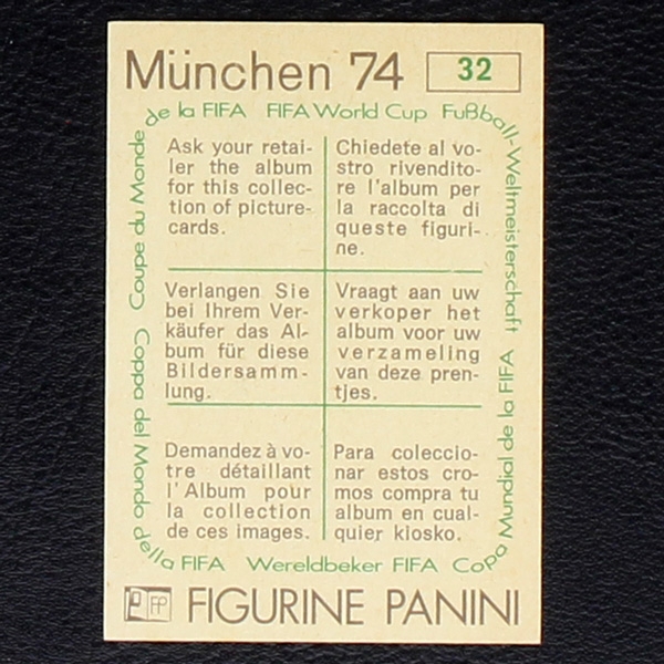 Rimet 1954 Sticker No. 32 Panini - München 74