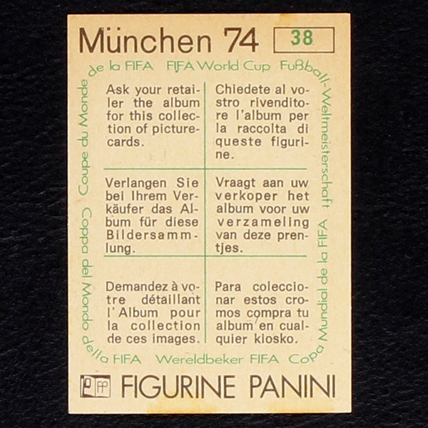 Rimet 1958 Sticker No. 38 Panini - München 74