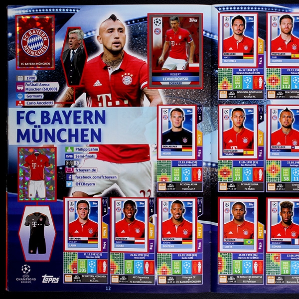 Champions League 2016 Topps Sticker Album komplett